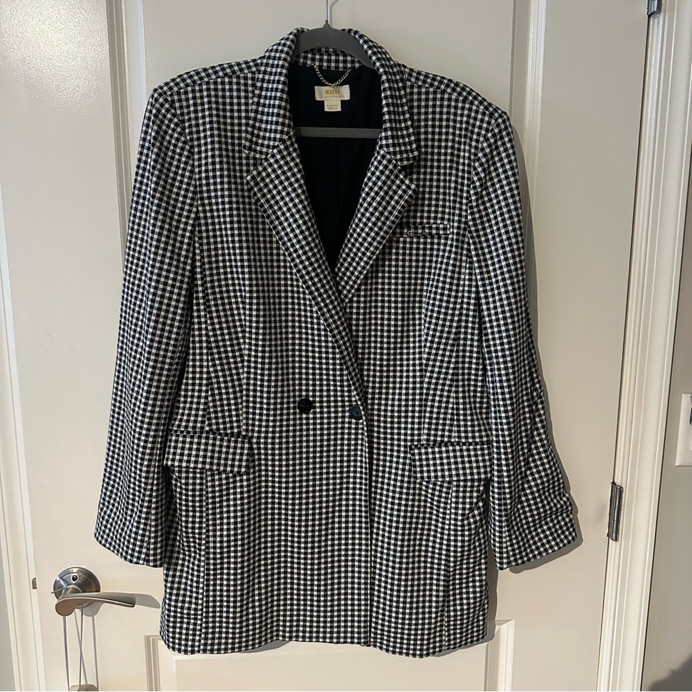 Anthropologie Black and White Checkered Blazer